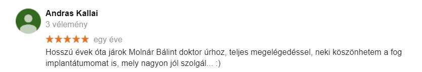Fogimplantátum vélemény a pácienstől