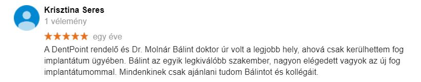 Páciens fogimplantátum véleménye
